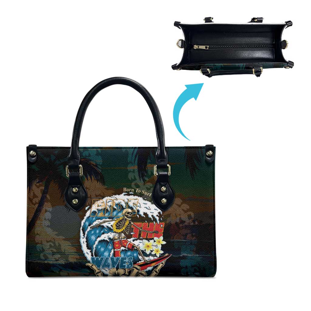 Aloha Hawaii Surfing Skull Leather Bag Shaka Skeleton Ride The Waves - Wonder Print Shop