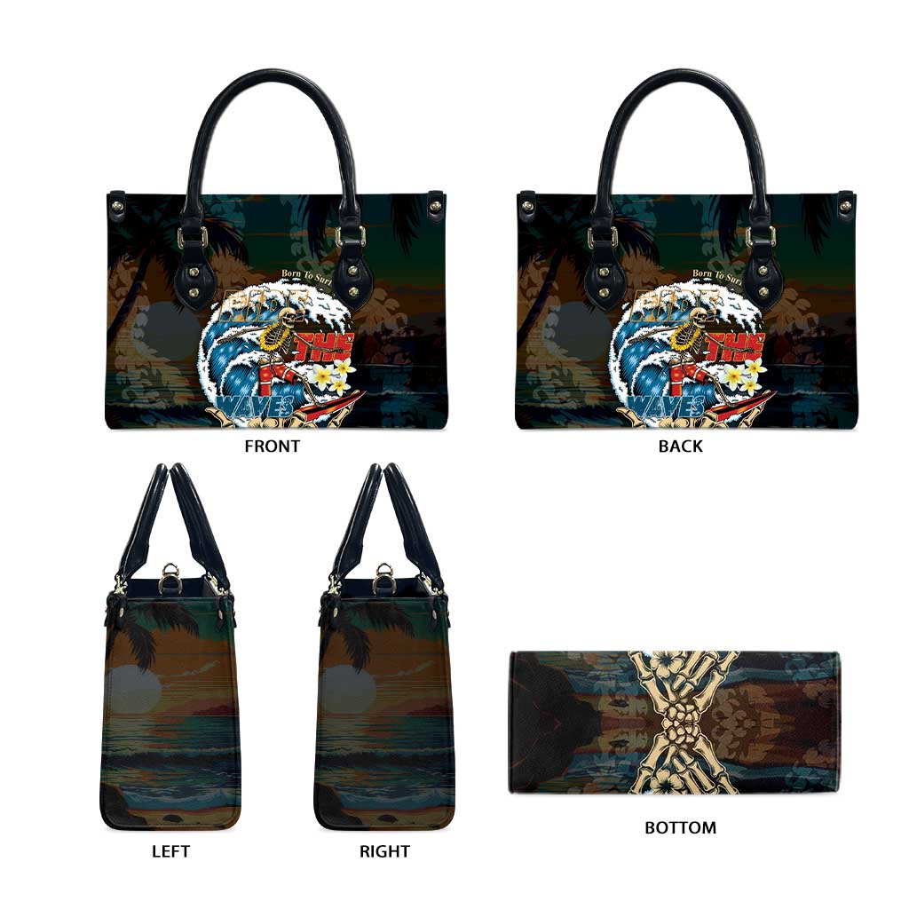Aloha Hawaii Surfing Skull Leather Bag Shaka Skeleton Ride The Waves - Wonder Print Shop