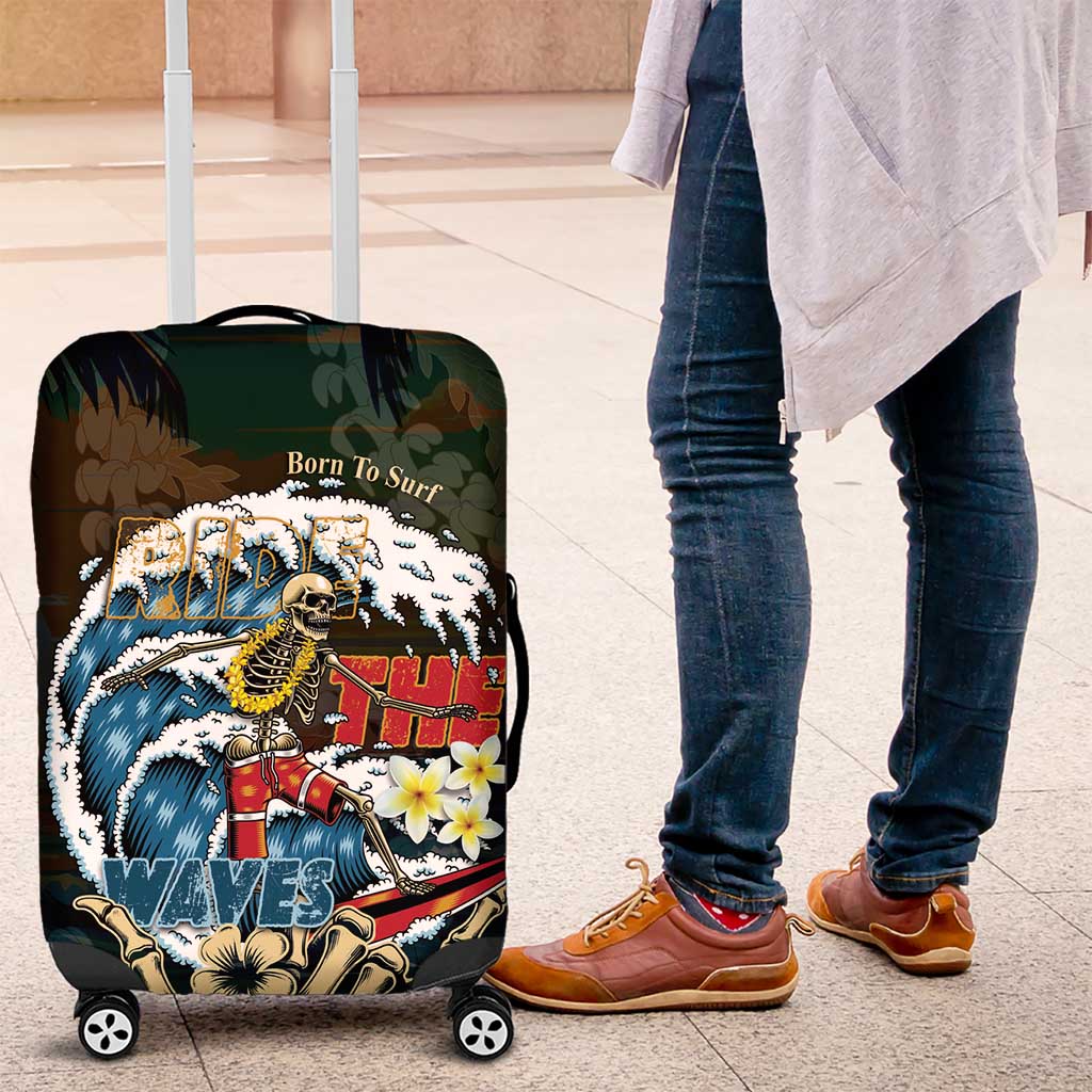 Aloha Hawaii Surfing Skull Luggage Cover Shaka Skeleton Ride The Waves - Wonder Print Shop