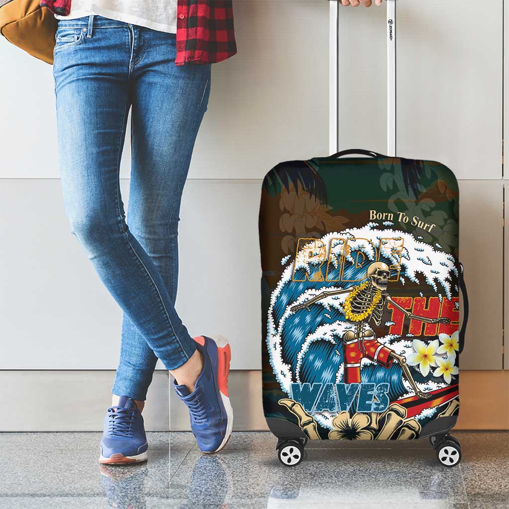 Aloha Hawaii Surfing Skull Luggage Cover Shaka Skeleton Ride The Waves - Wonder Print Shop