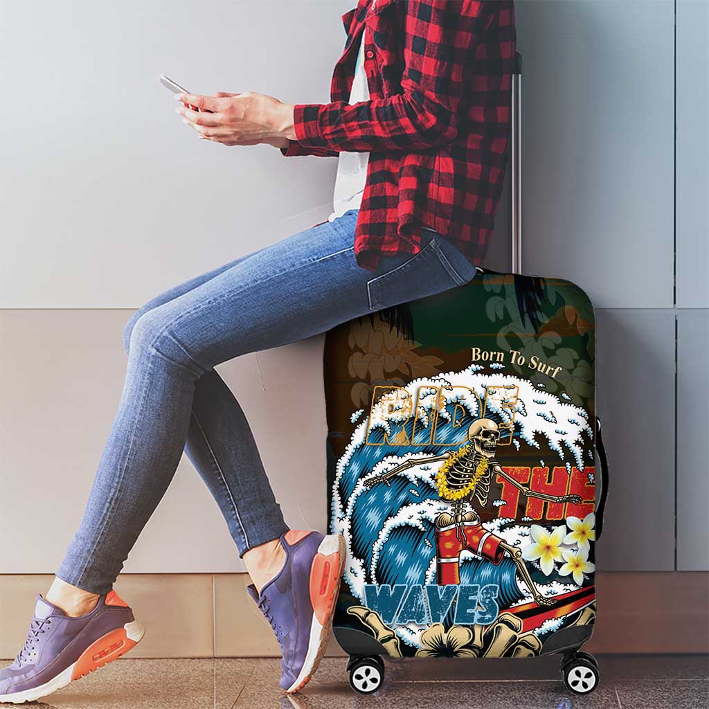 Aloha Hawaii Surfing Skull Luggage Cover Shaka Skeleton Ride The Waves - Wonder Print Shop