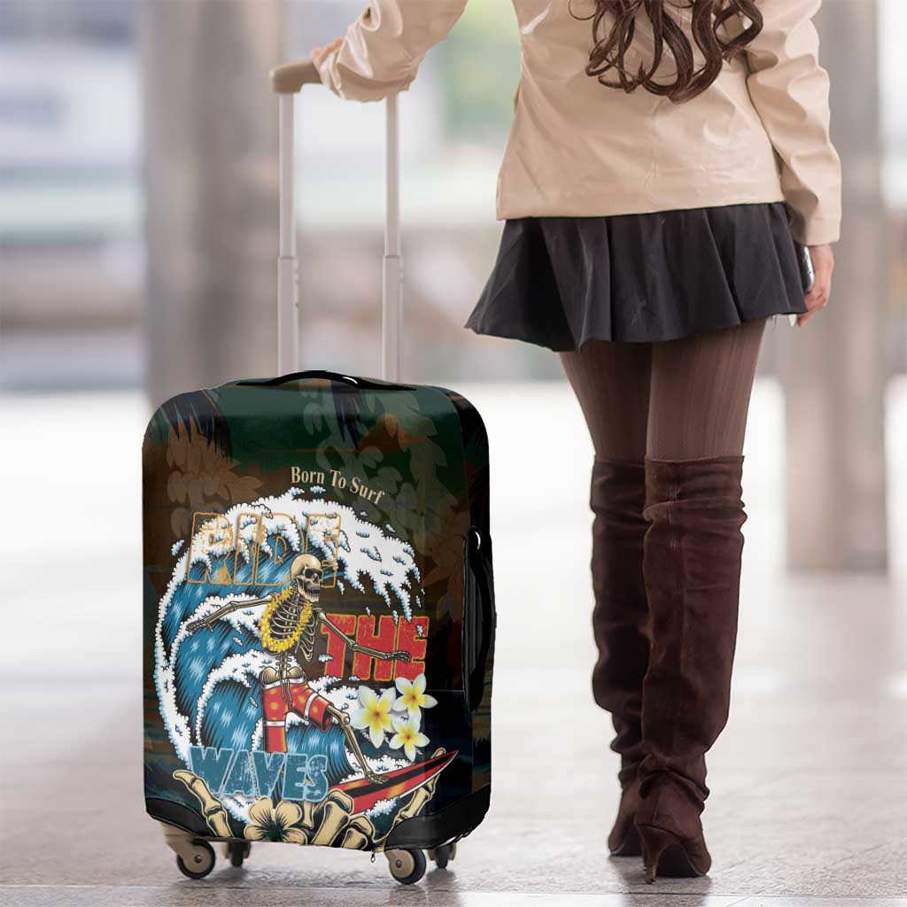 Aloha Hawaii Surfing Skull Luggage Cover Shaka Skeleton Ride The Waves - Wonder Print Shop