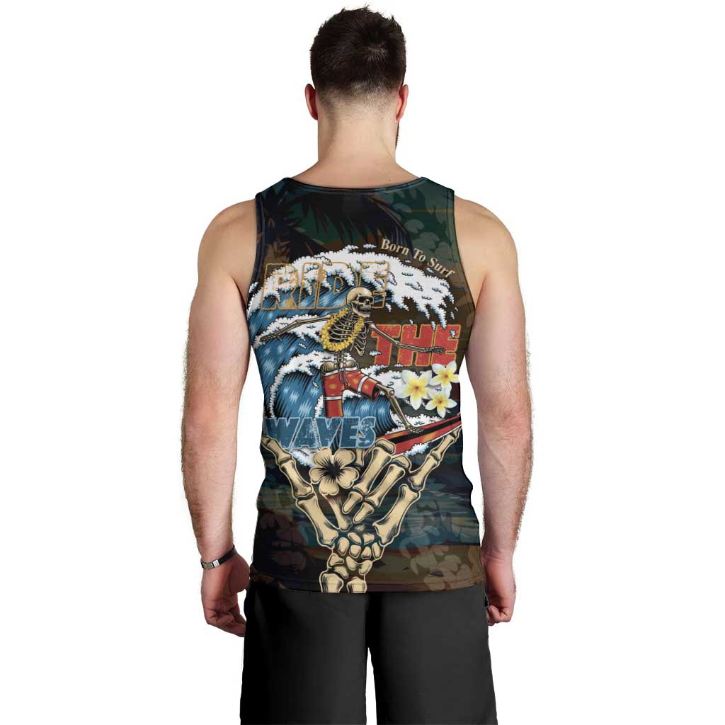 Aloha Hawaii Surfing Skull Men Tank Top Shaka Skeleton Ride The Waves - Wonder Print Shop