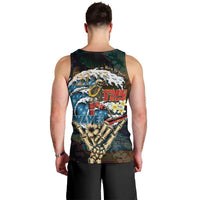 Aloha Hawaii Surfing Skull Men Tank Top Shaka Skeleton Ride The Waves - Wonder Print Shop