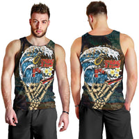 Aloha Hawaii Surfing Skull Men Tank Top Shaka Skeleton Ride The Waves - Wonder Print Shop