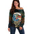Aloha Hawaii Surfing Skull Off Shoulder Sweater Shaka Skeleton Ride The Waves - Wonder Print Shop