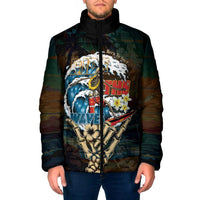 Aloha Hawaii Surfing Skull Padded Jacket Shaka Skeleton Ride The Waves - Wonder Print Shop