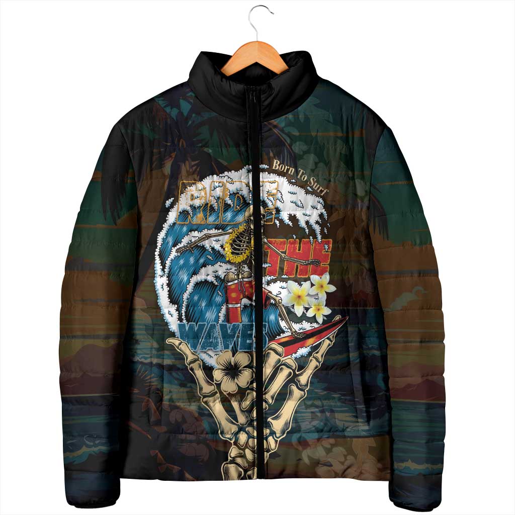 Aloha Hawaii Surfing Skull Padded Jacket Shaka Skeleton Ride The Waves - Wonder Print Shop