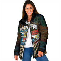 Aloha Hawaii Surfing Skull Padded Jacket Shaka Skeleton Ride The Waves - Wonder Print Shop