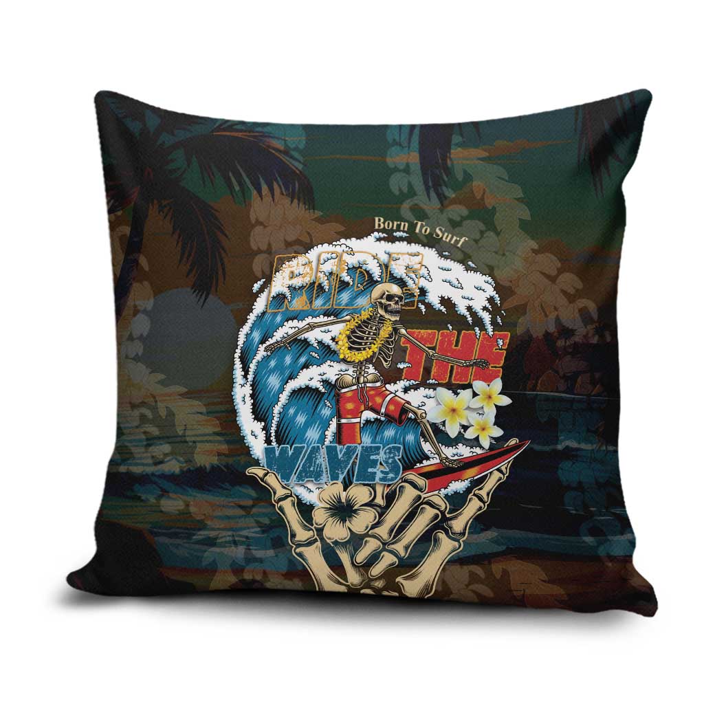 Aloha Hawaii Surfing Skull Pillow Cover Shaka Skeleton Ride The Waves - Wonder Print Shop
