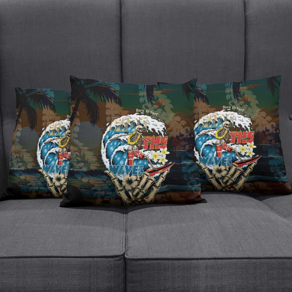 Aloha Hawaii Surfing Skull Pillow Cover Shaka Skeleton Ride The Waves - Wonder Print Shop