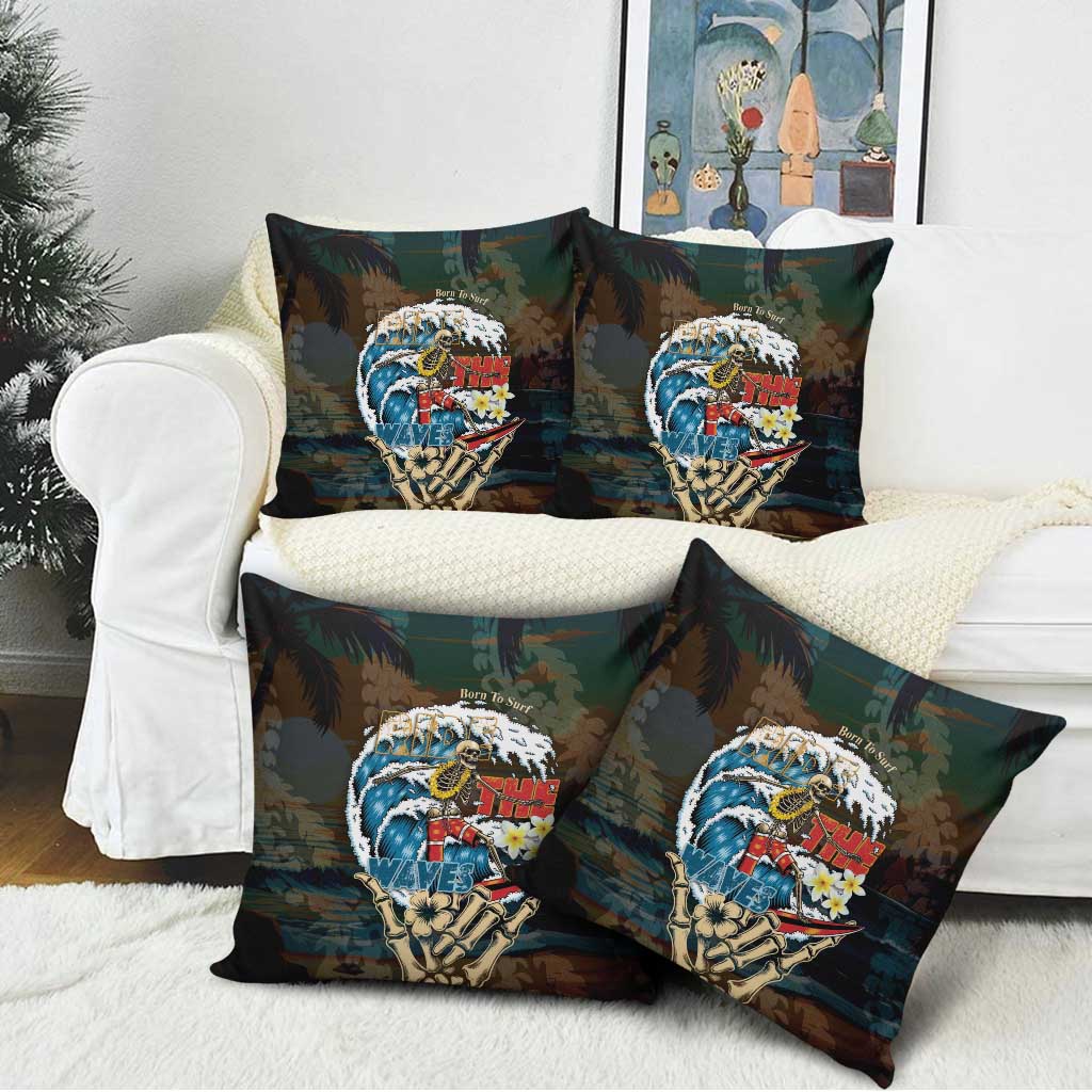 Aloha Hawaii Surfing Skull Pillow Cover Shaka Skeleton Ride The Waves - Wonder Print Shop