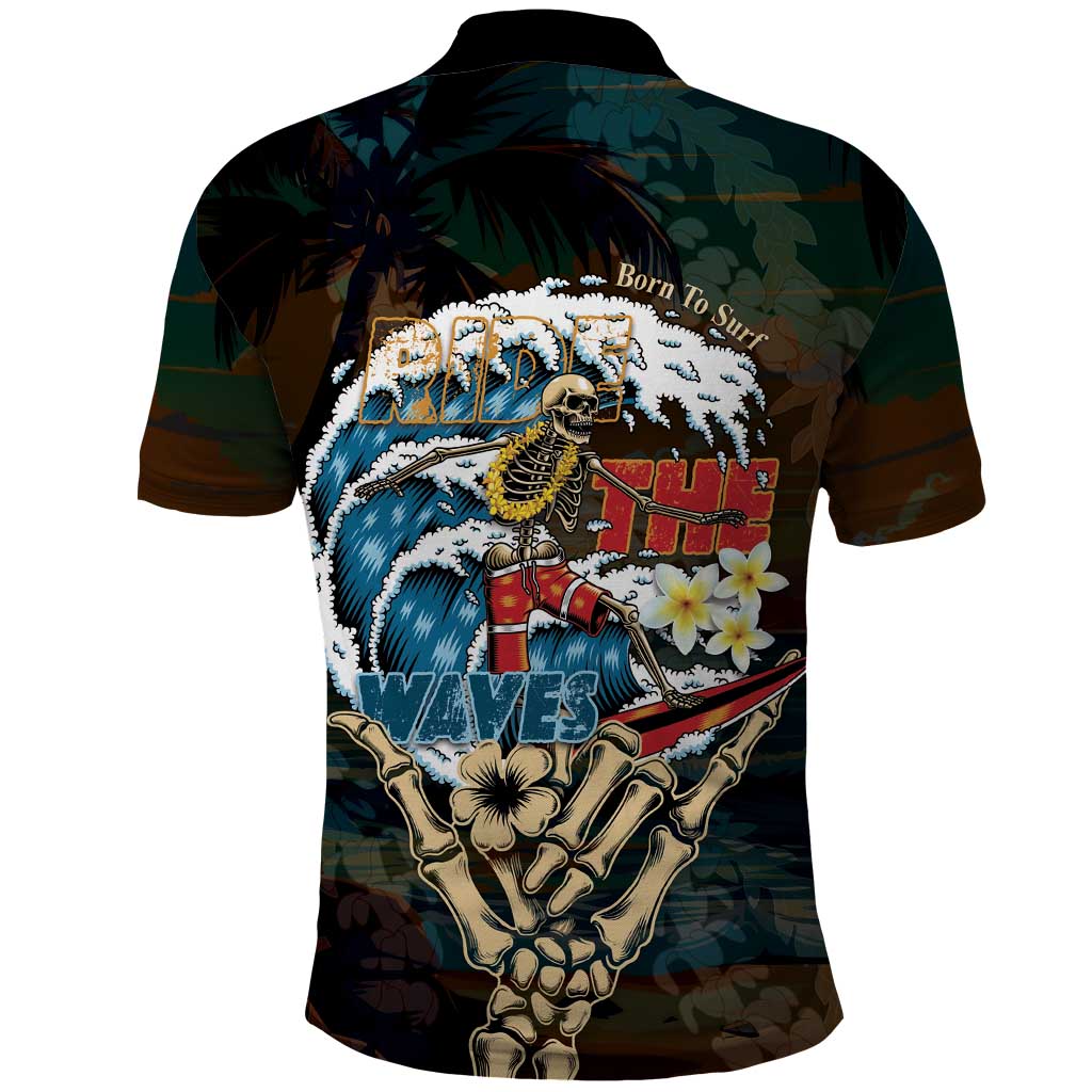 Aloha Hawaii Surfing Skull Polo Shirt Shaka Skeleton Ride The Waves - Wonder Print Shop
