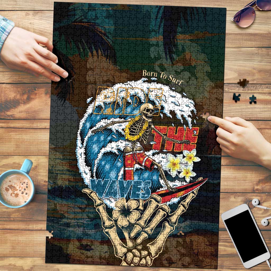 Aloha Hawaii Surfing Skull Puzzle Shaka Skeleton Ride The Waves - Wonder Print Shop
