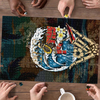 Aloha Hawaii Surfing Skull Puzzle Shaka Skeleton Ride The Waves - Wonder Print Shop