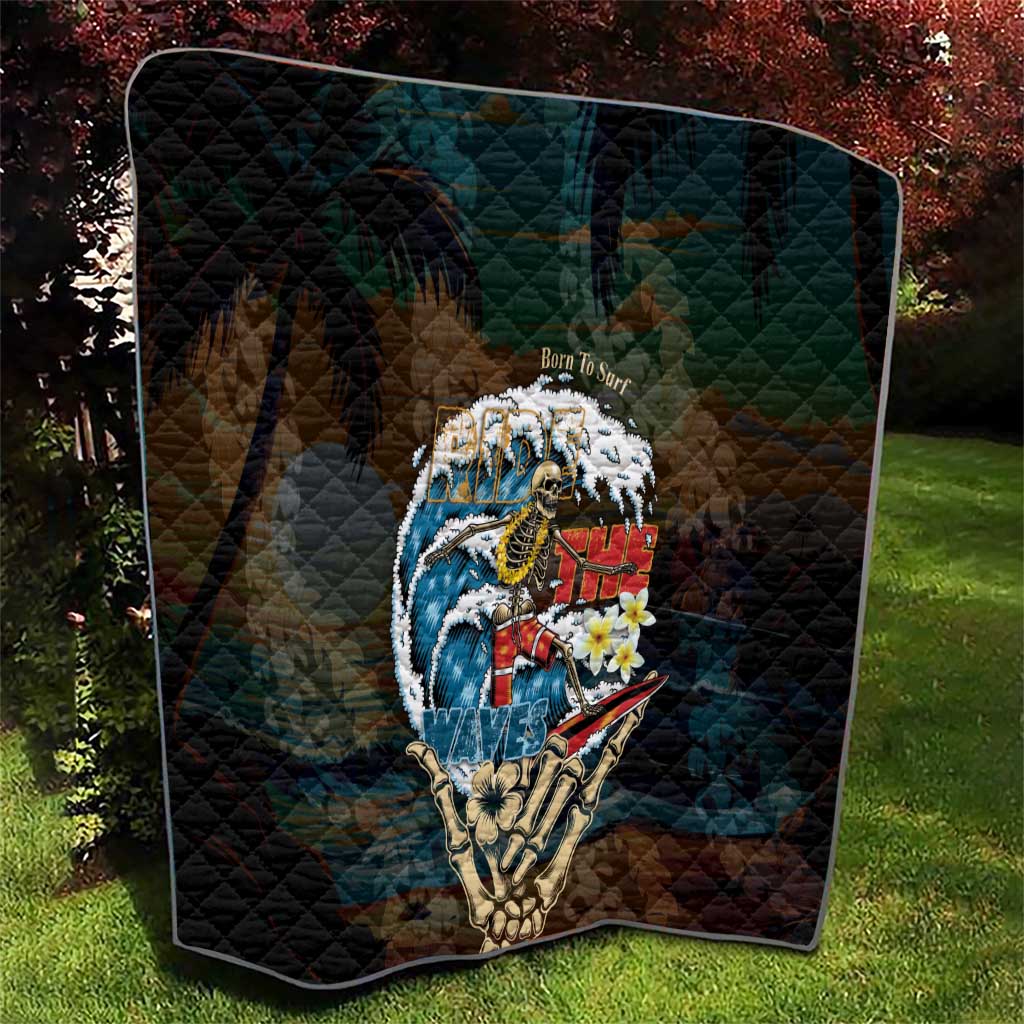 Aloha Hawaii Surfing Skull Quilt Shaka Skeleton Ride The Waves - Wonder Print Shop