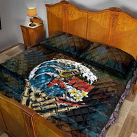 Aloha Hawaii Surfing Skull Quilt Bed Set Shaka Skeleton Ride The Waves - Wonder Print Shop
