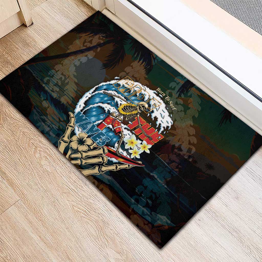 Aloha Hawaii Surfing Skull Rubber Doormat Shaka Skeleton Ride The Waves - Wonder Print Shop