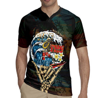 Aloha Hawaii Surfing Skull Rugby Jersey Shaka Skeleton Ride The Waves - Wonder Print Shop