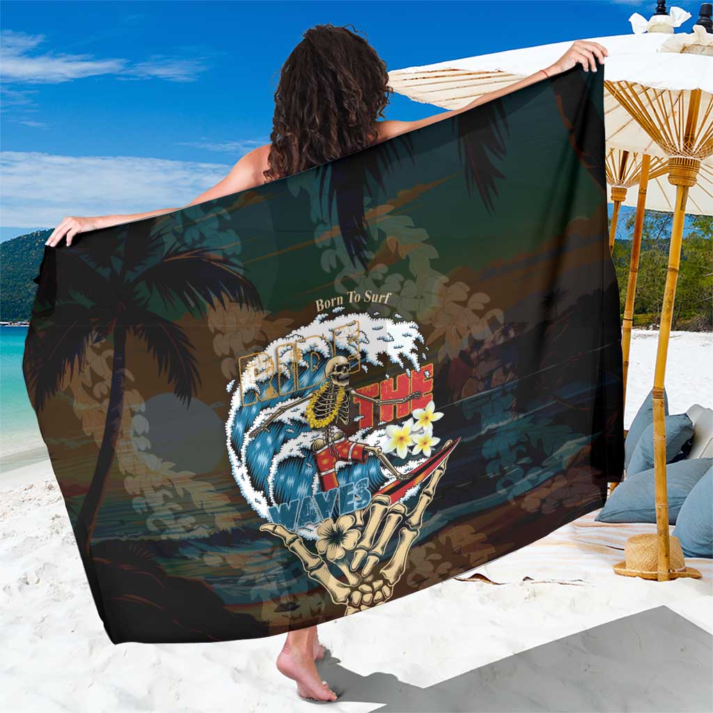Aloha Hawaii Surfing Skull Sarong Shaka Skeleton Ride The Waves - Wonder Print Shop