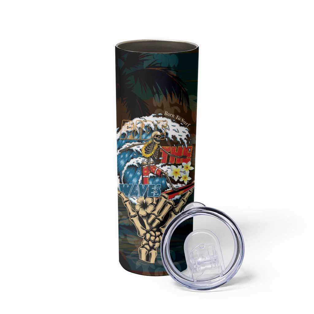 Aloha Hawaii Surfing Skull Skinny Tumbler Shaka Skeleton Ride The Waves - Wonder Print Shop