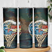 Aloha Hawaii Surfing Skull Skinny Tumbler Shaka Skeleton Ride The Waves - Wonder Print Shop