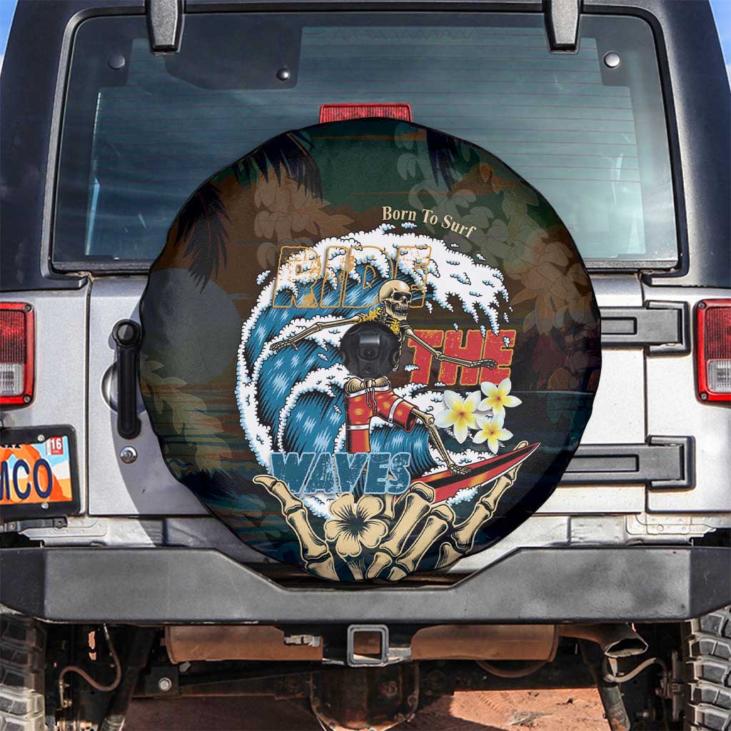 Aloha Hawaii Surfing Skull Spare Tire Cover Shaka Skeleton Ride The Waves - Wonder Print Shop