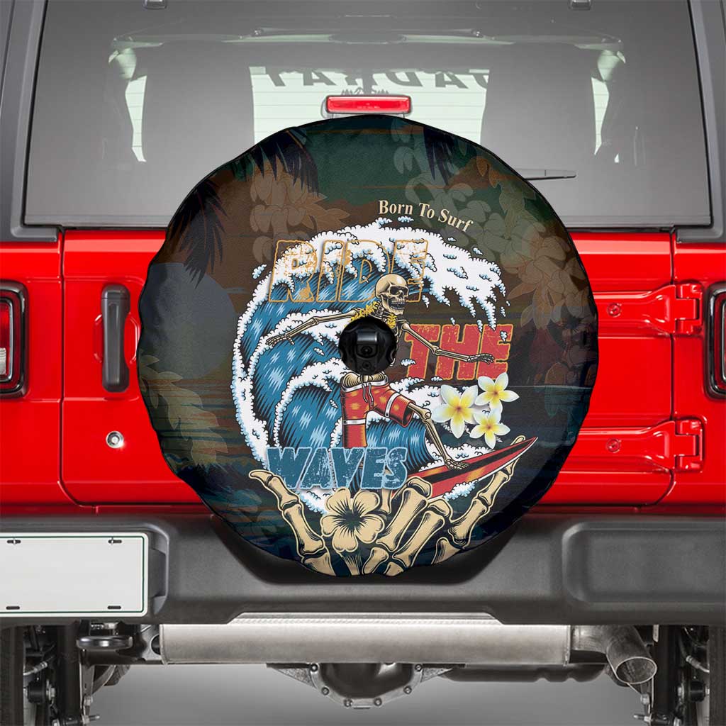 Aloha Hawaii Surfing Skull Spare Tire Cover Shaka Skeleton Ride The Waves - Wonder Print Shop