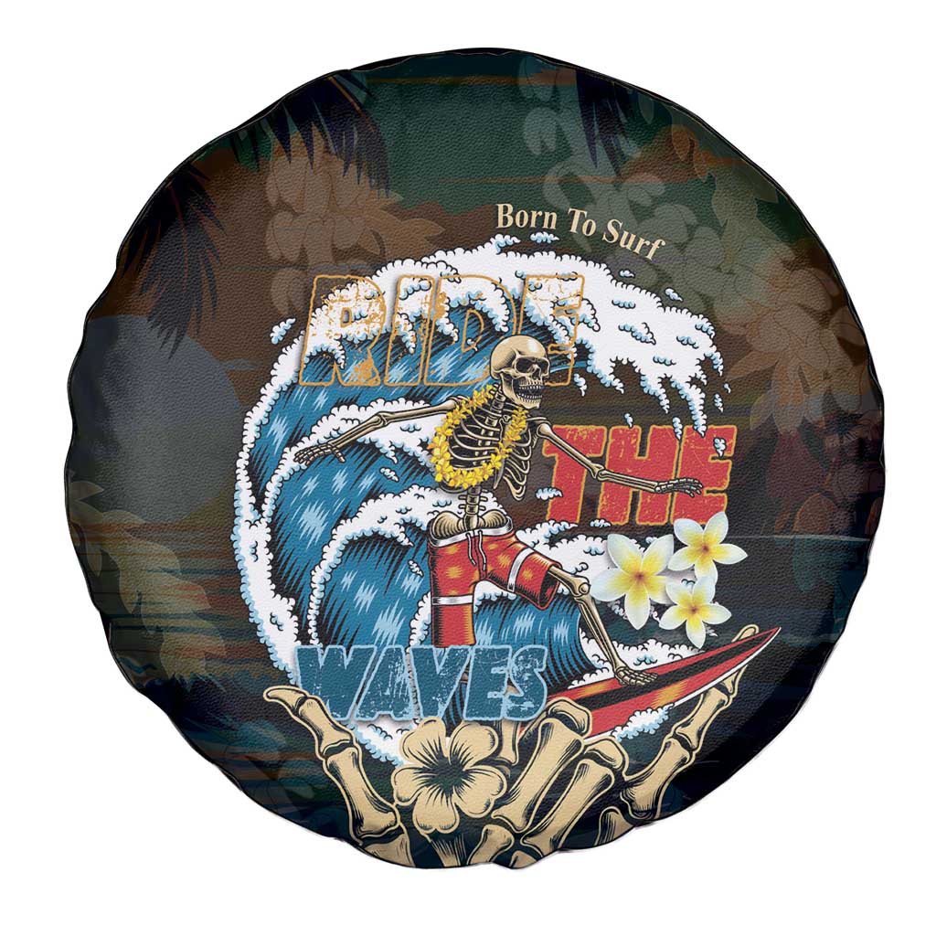 Aloha Hawaii Surfing Skull Spare Tire Cover Shaka Skeleton Ride The Waves - Wonder Print Shop