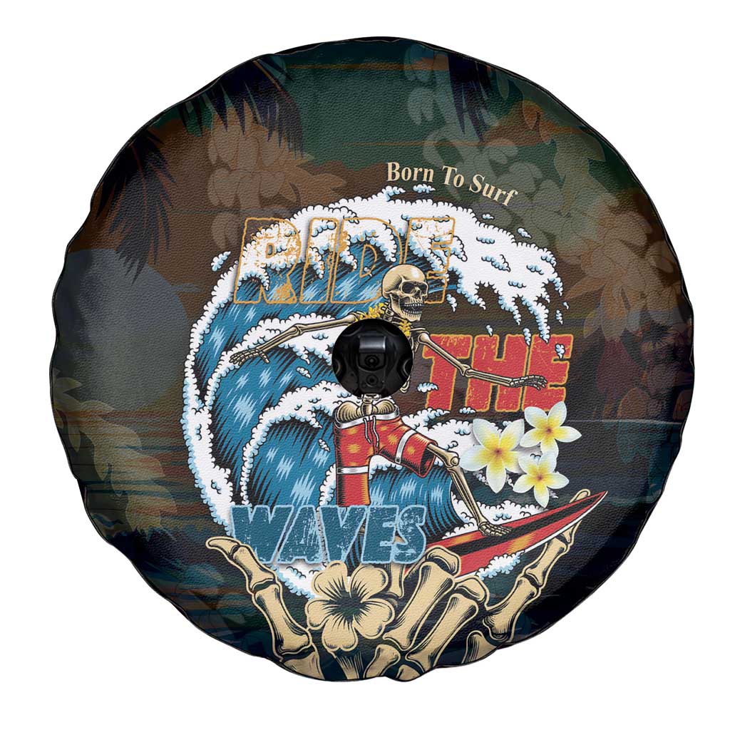Aloha Hawaii Surfing Skull Spare Tire Cover Shaka Skeleton Ride The Waves - Wonder Print Shop