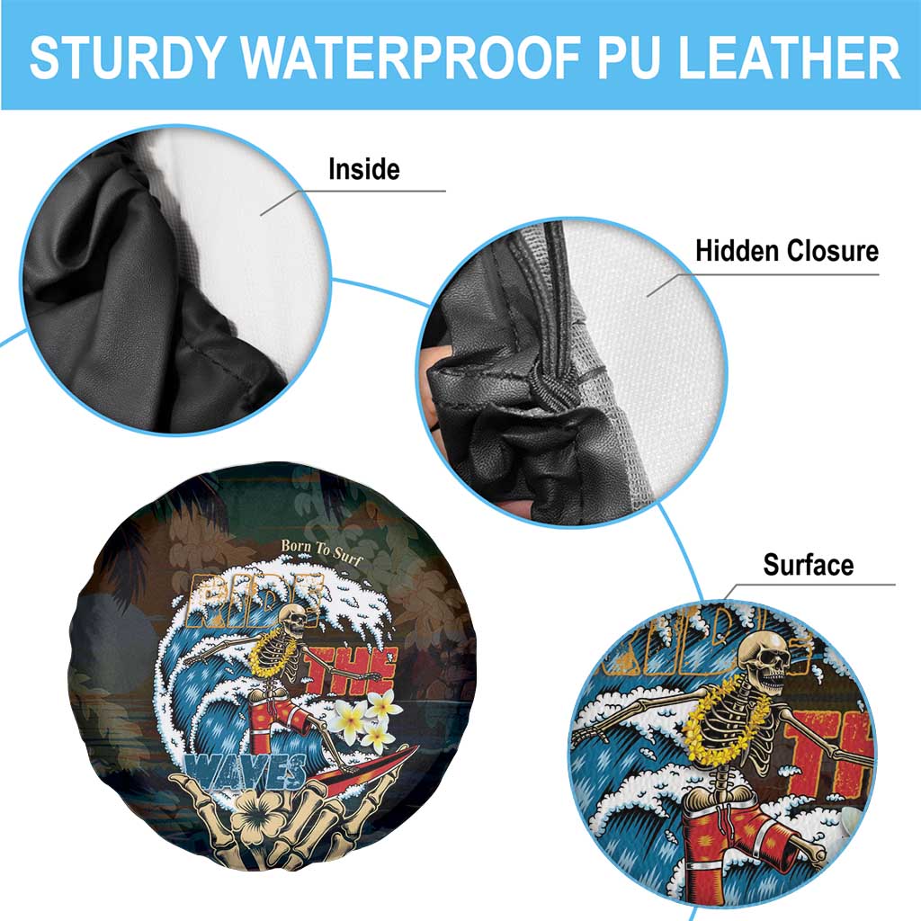 Aloha Hawaii Surfing Skull Spare Tire Cover Shaka Skeleton Ride The Waves - Wonder Print Shop