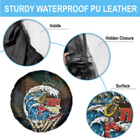 Aloha Hawaii Surfing Skull Spare Tire Cover Shaka Skeleton Ride The Waves - Wonder Print Shop