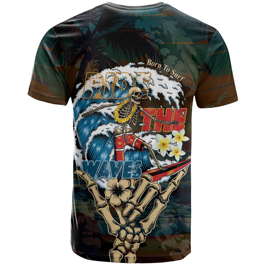 Aloha Hawaii Surfing Skull T Shirt Shaka Skeleton Ride The Waves - Wonder Print Shop