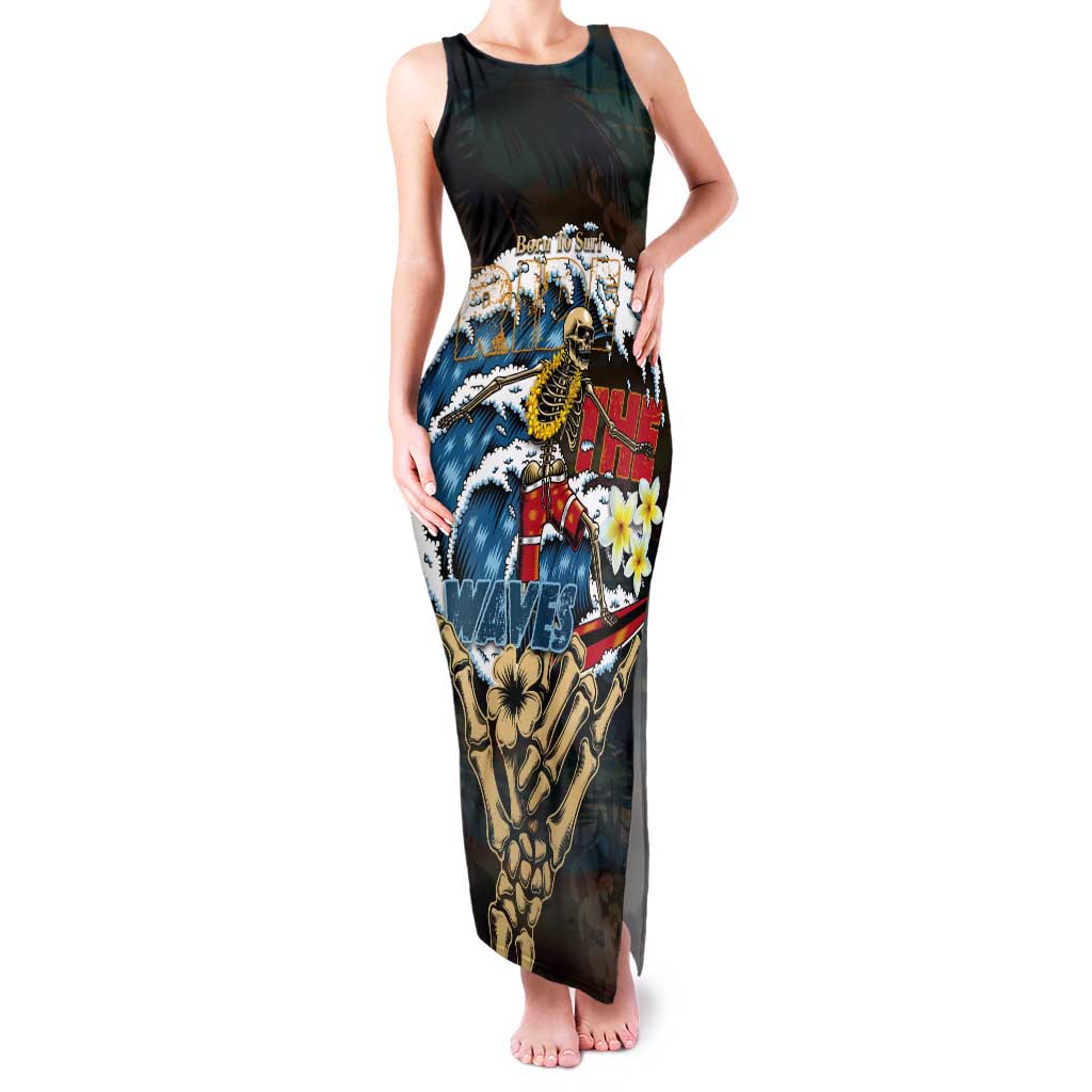 Aloha Hawaii Surfing Skull Tank Maxi Dress Shaka Skeleton Ride The Waves - Wonder Print Shop