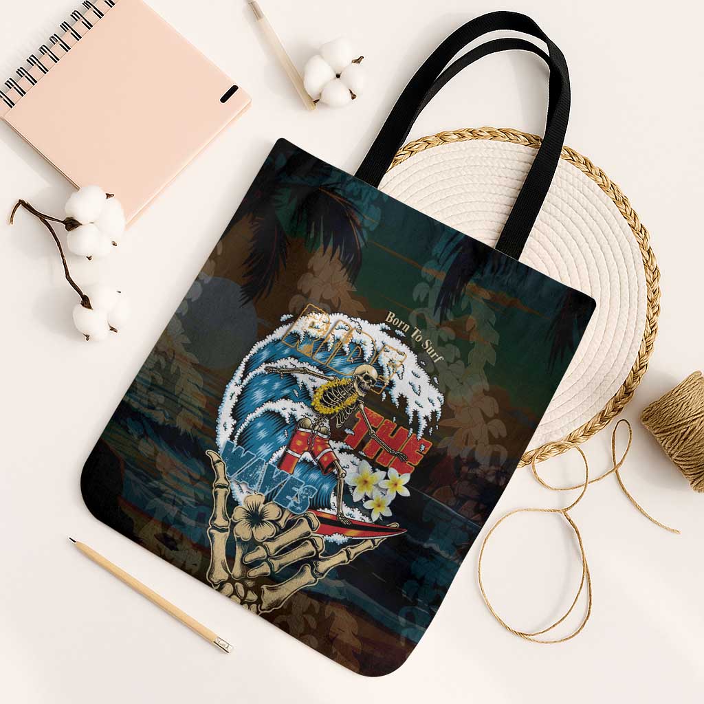Aloha Hawaii Surfing Skull Tote Bag Shaka Skeleton Ride The Waves - Wonder Print Shop