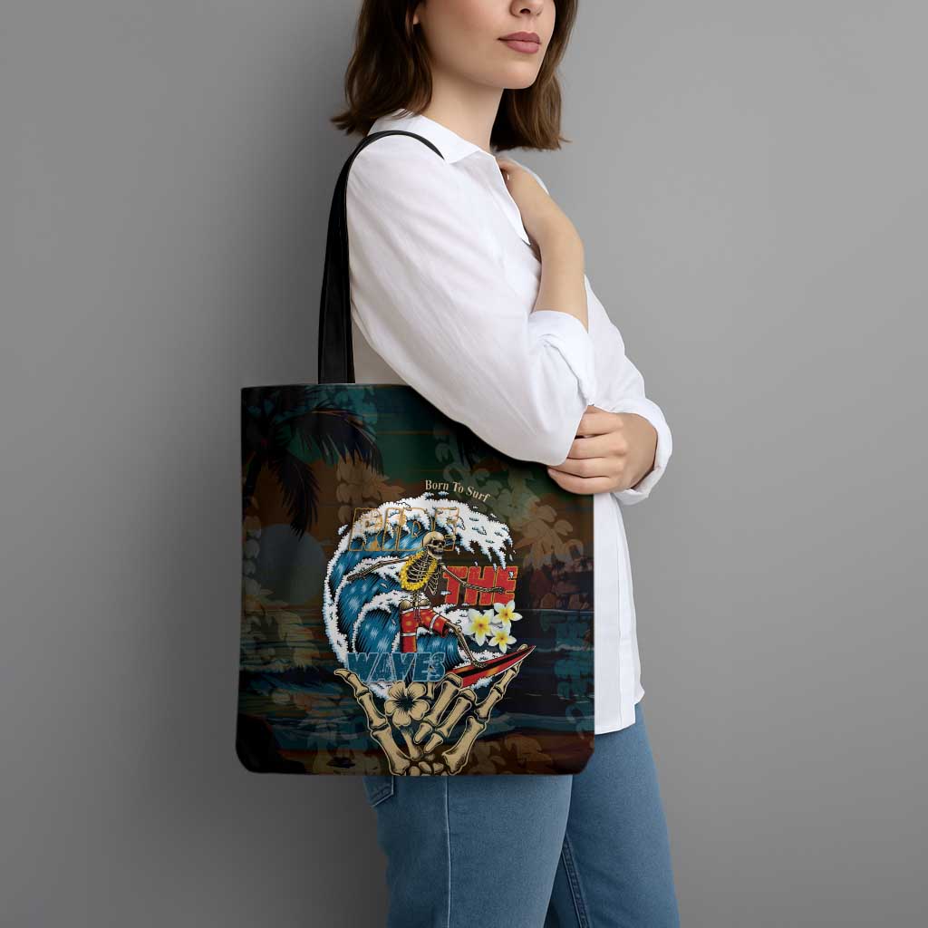 Aloha Hawaii Surfing Skull Tote Bag Shaka Skeleton Ride The Waves - Wonder Print Shop