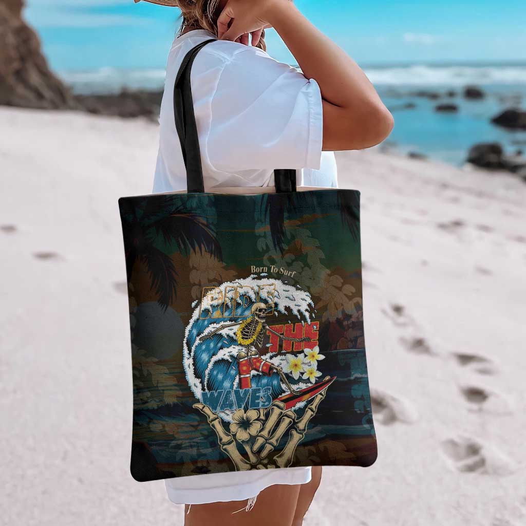 Aloha Hawaii Surfing Skull Tote Bag Shaka Skeleton Ride The Waves - Wonder Print Shop