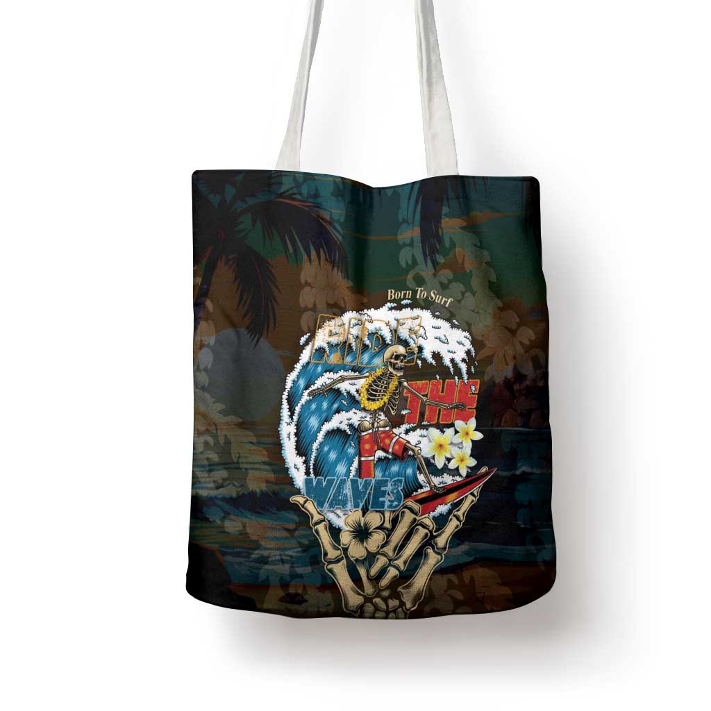 Aloha Hawaii Surfing Skull Tote Bag Shaka Skeleton Ride The Waves - Wonder Print Shop