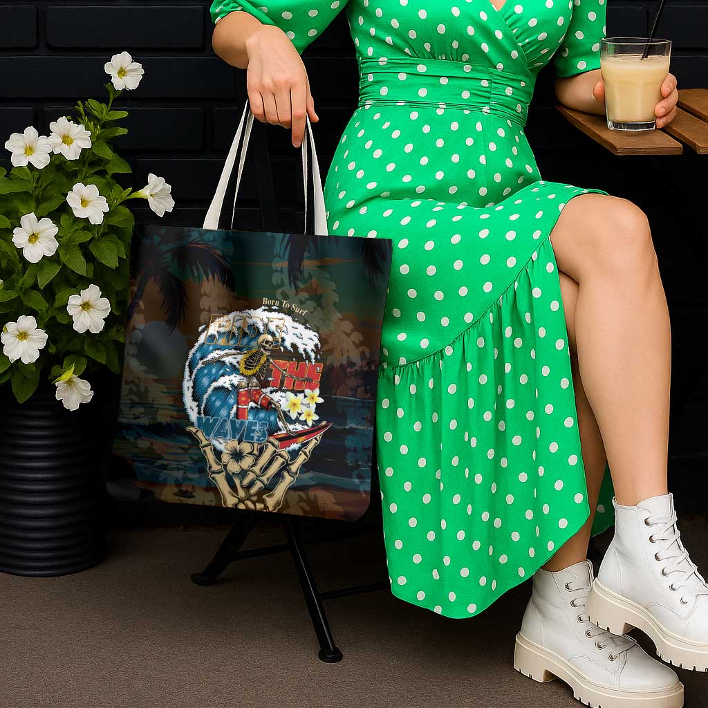 Aloha Hawaii Surfing Skull Tote Bag Shaka Skeleton Ride The Waves - Wonder Print Shop