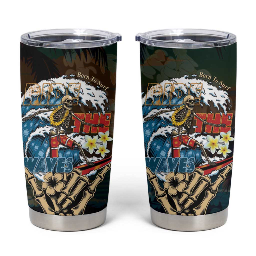 Aloha Hawaii Surfing Skull Tumbler Cup Shaka Skeleton Ride The Waves - Wonder Print Shop