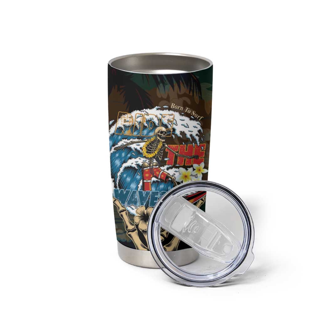 Aloha Hawaii Surfing Skull Tumbler Cup Shaka Skeleton Ride The Waves - Wonder Print Shop