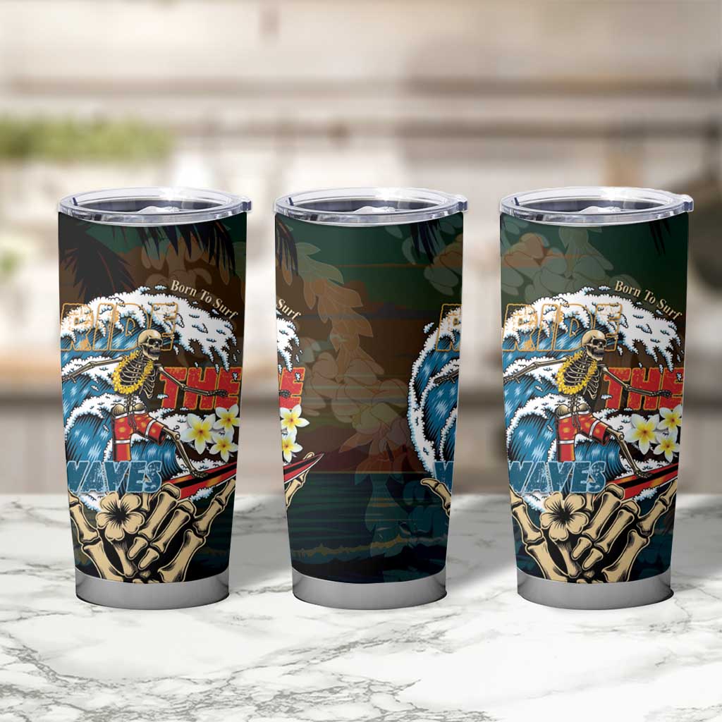 Aloha Hawaii Surfing Skull Tumbler Cup Shaka Skeleton Ride The Waves - Wonder Print Shop