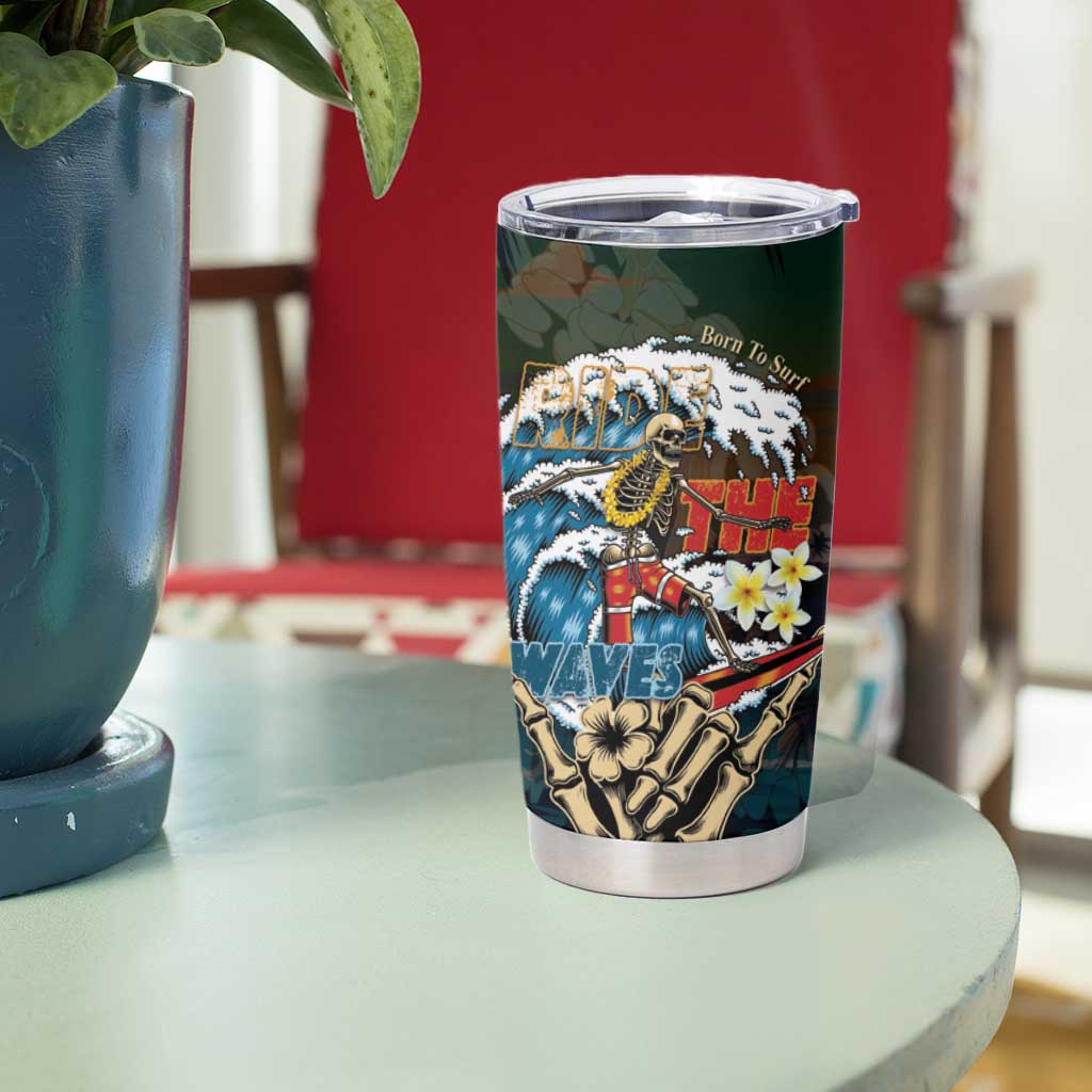 Aloha Hawaii Surfing Skull Tumbler Cup Shaka Skeleton Ride The Waves - Wonder Print Shop