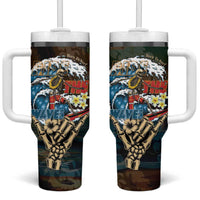 Aloha Hawaii Surfing Skull Tumbler With Handle Shaka Skeleton Ride The Waves - Wonder Print Shop