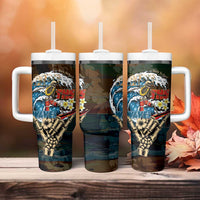 Aloha Hawaii Surfing Skull Tumbler With Handle Shaka Skeleton Ride The Waves - Wonder Print Shop