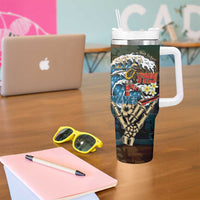 Aloha Hawaii Surfing Skull Tumbler With Handle Shaka Skeleton Ride The Waves - Wonder Print Shop