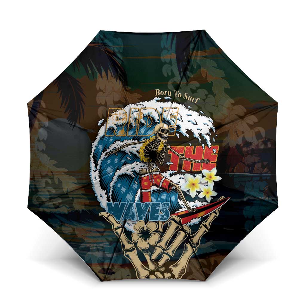 Aloha Hawaii Surfing Skull Umbrella Shaka Skeleton Ride The Waves - Wonder Print Shop