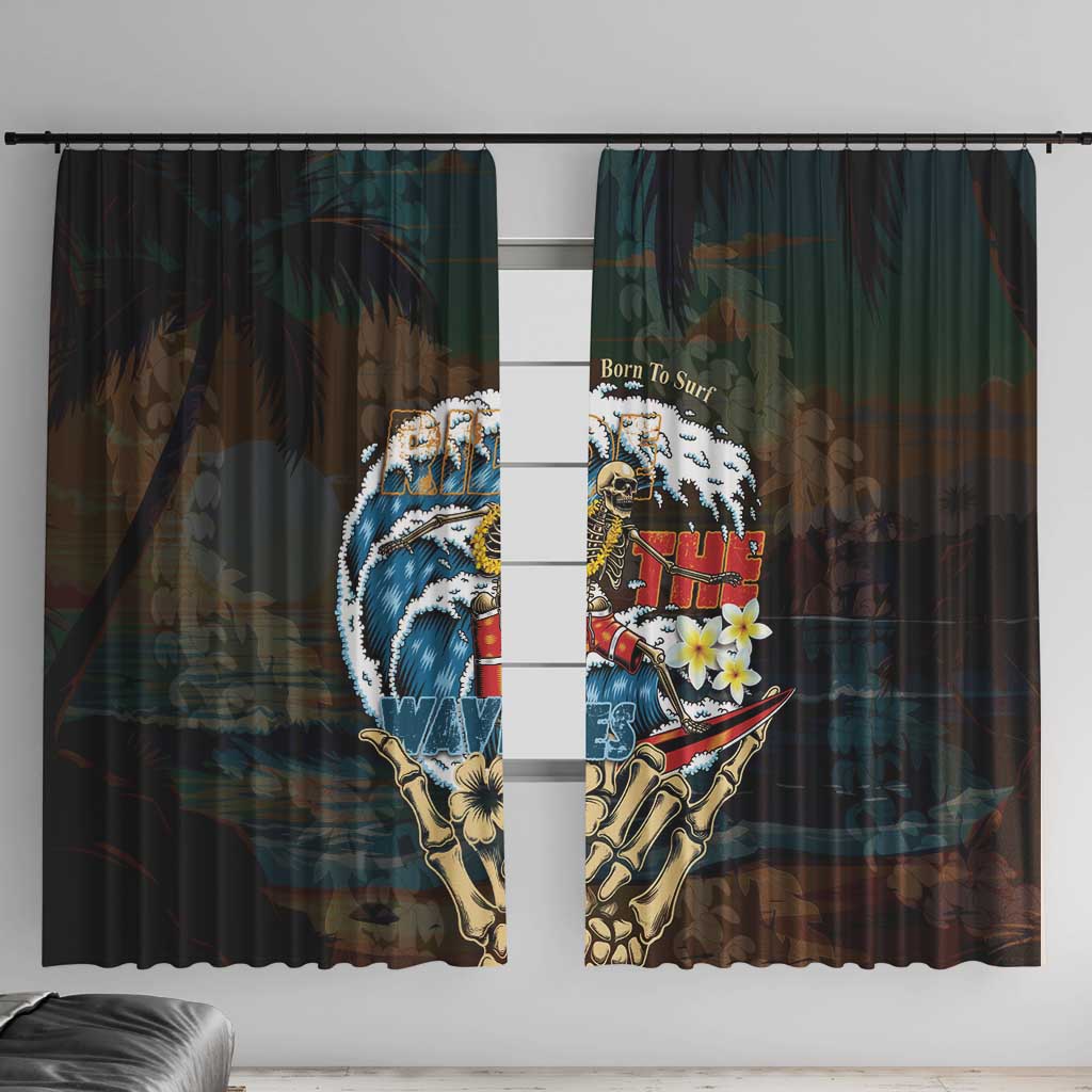 Aloha Hawaii Surfing Skull Window Curtain Shaka Skeleton Ride The Waves - Wonder Print Shop
