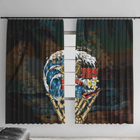 Aloha Hawaii Surfing Skull Window Curtain Shaka Skeleton Ride The Waves - Wonder Print Shop