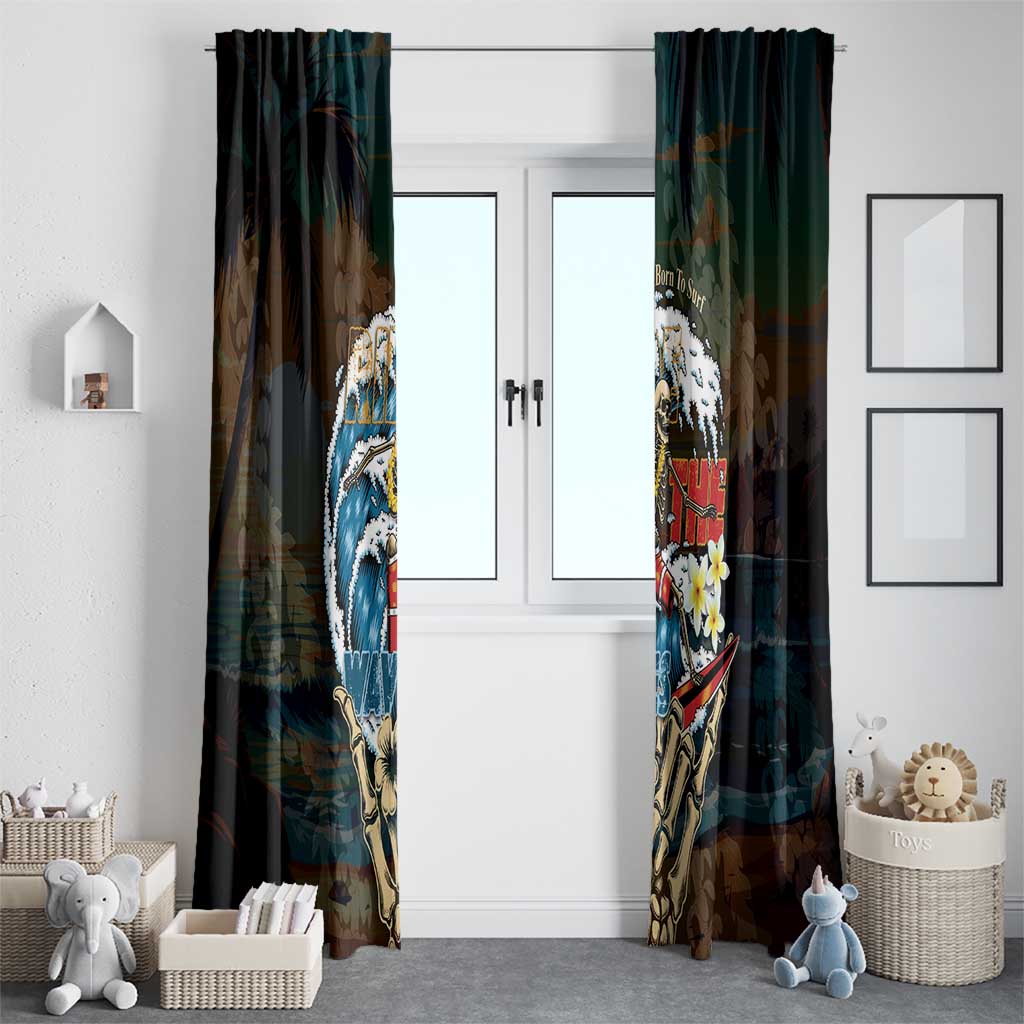 Aloha Hawaii Surfing Skull Window Curtain Shaka Skeleton Ride The Waves - Wonder Print Shop
